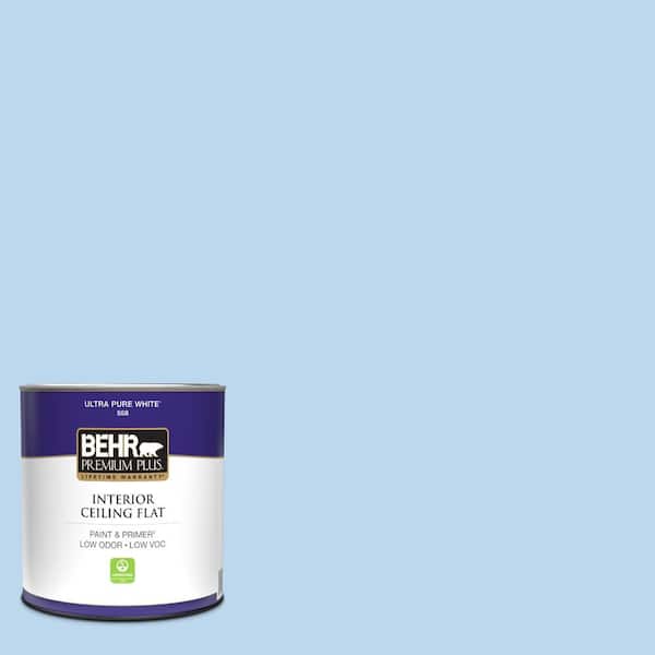 BEHR PREMIUM PLUS 1 qt. #P520-1 First Rain Ceiling Flat Interior Paint