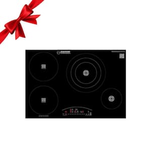 30 in. 220V Electric 4-Elements Hybrid Ceramic-Induction Cooktop 9-Power Levels 8700W in Black with 1-99 mins Timer