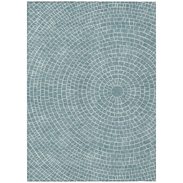 Chantille Machine Washable Indoor/Outdoor Abstract ACN2455 Teal 10 ft. x 14 ft. Area Rug
