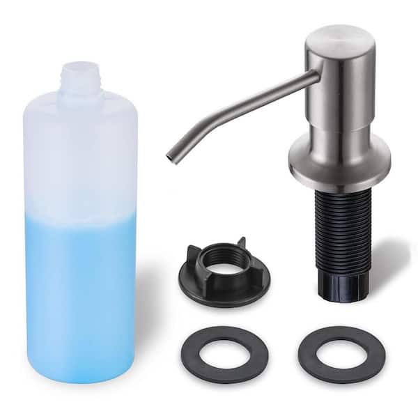 Stainless Steel Soap Dispenser for Kitchen Sink, Brushed Nickel Built in Countertop Dispenser, Long Spout with Pump
