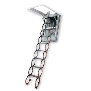 LSF Fire-Rated Steel Scissor Attic Ladder 7 ft. 11 in. - 9 ft. 10 in., 22.5 in. x 47 in. with 350 lb. Load Capacity