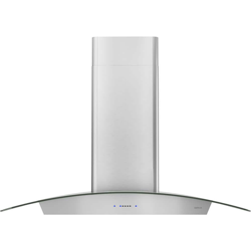 Ravenna 30 in. 600 CFM Wall Mount Range Hood with LED Light in Stainless Steel with Clear Glass Canopy