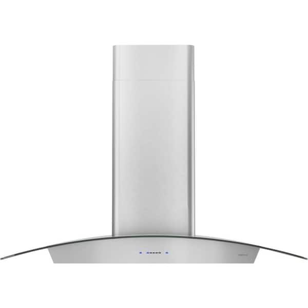 Zephyr Ravenna 36 in. 600 CFM Wall Mount Range Hood with LED Light in Stainless Steel with Clear Glass Canopy