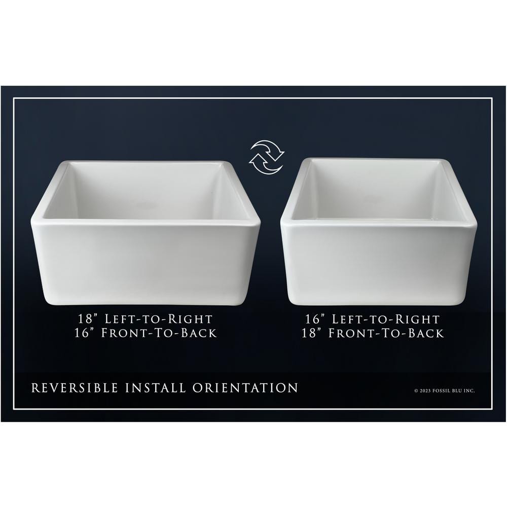 Glossy White Ceramic Rectangular Farmhouse Bathroom Sink