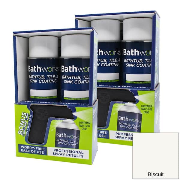 BATHWORKS 64 oz. Tub and Tile Spray Refinishing Kit 4 Cans (Biscuit