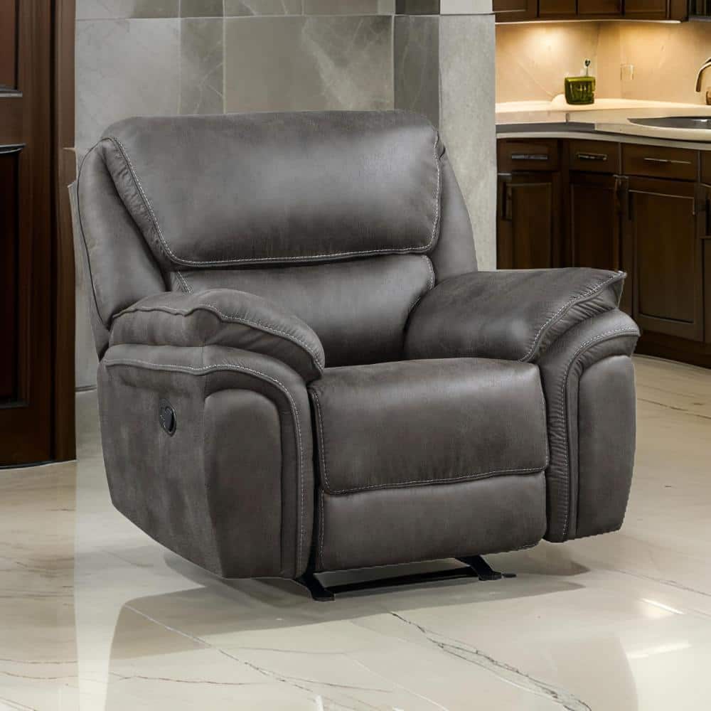 Benjara Gray Microfiber Rocker Manual Recliner with Solid Wood BM314785 ...