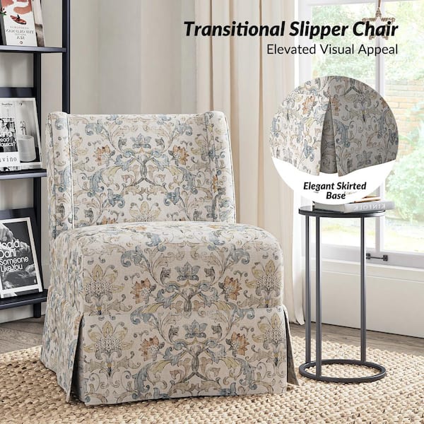 JAYDEN CREATION Elia Transitional Damask Upholstered Slipper Chair