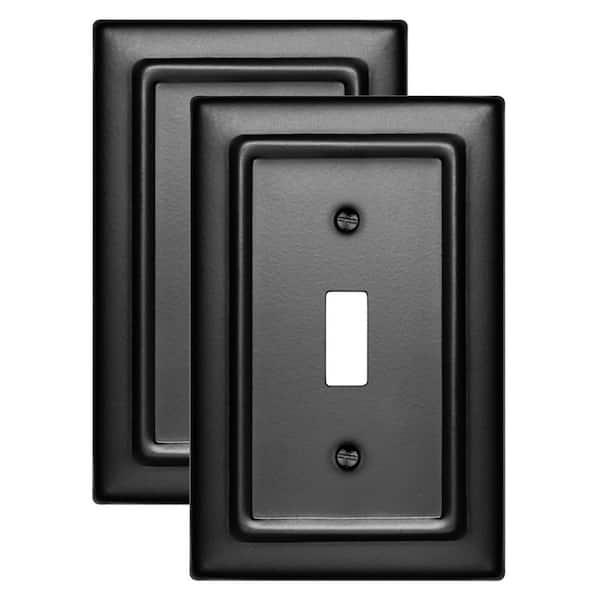 Architectural 1-Gang Black Switch/Toggle Metal Wall Plate (2-Pack)