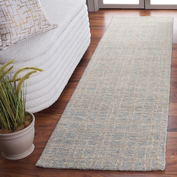 Ebony 2 ft. x 9 ft. Blue/Beige Abstract Distressed Runner Rug