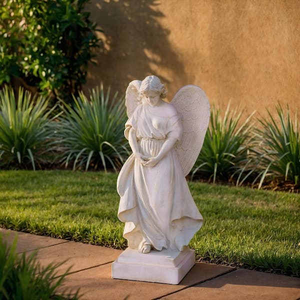 MPG 27.25 in H Angel Statue in Light Aged White PF6326LAW - The