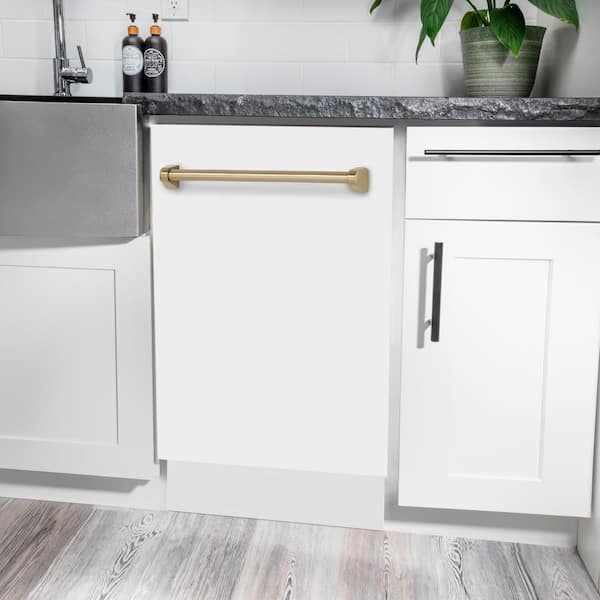 Autograph Edition 18 in. Top Control 8-Cycle Tall Tub Dishwasher with 3rd Rack in White Matte and Champagne Bronze