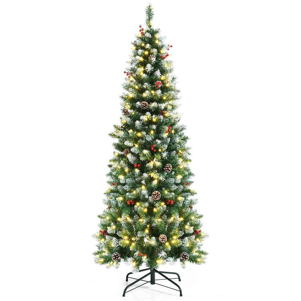 ANGELES HOME 6 ft. PreLit Pencil Artificial Christmas Tree with Pine