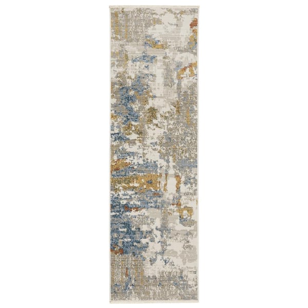 AVERLEY HOME Brooker Beige/Multi 2 ft. x 8 ft. Marbled Abstract Recycled PET Yarn Indoor Runner Area Rug