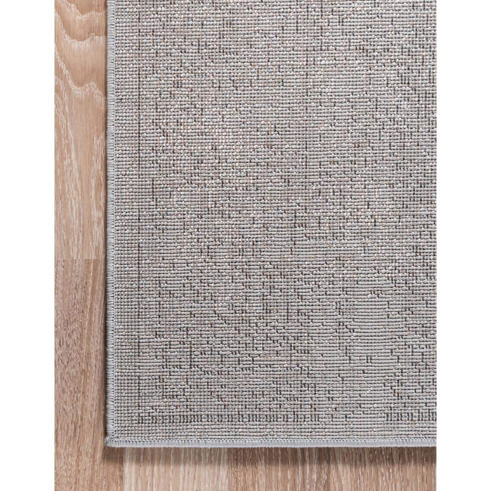Serene Light Gray Geometric 6' Square Synthetic Area Rug