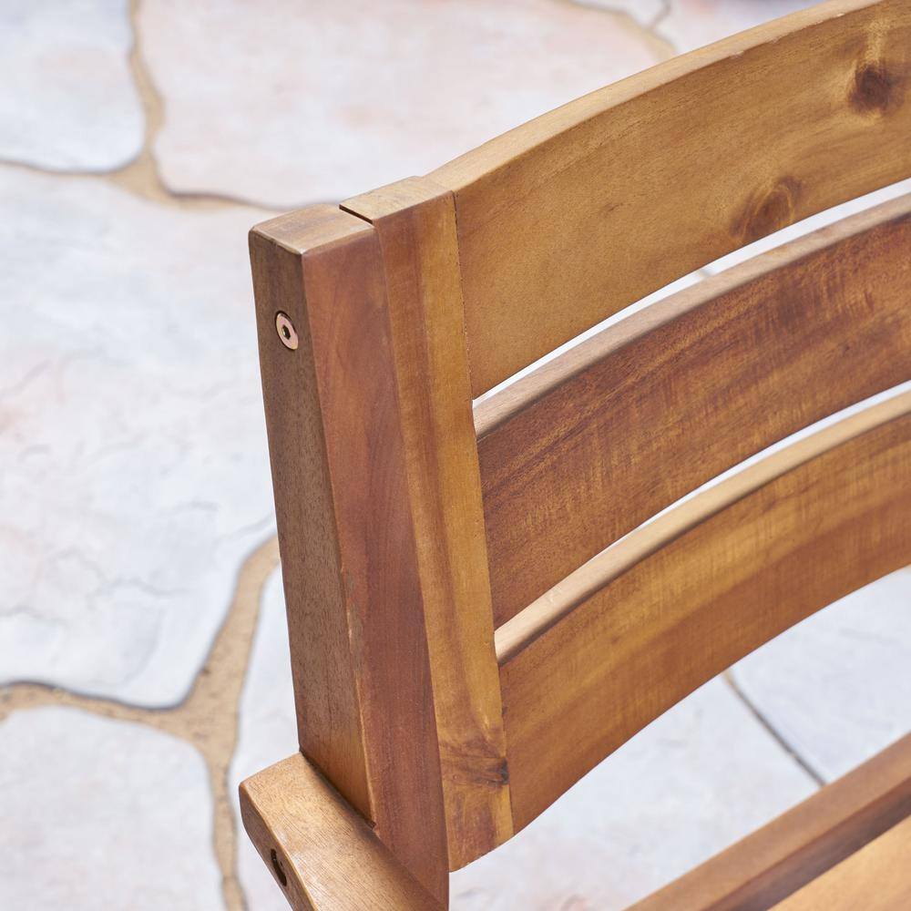 Teak Brown Acacia Wood 5-Piece Outdoor Dining Set for 4