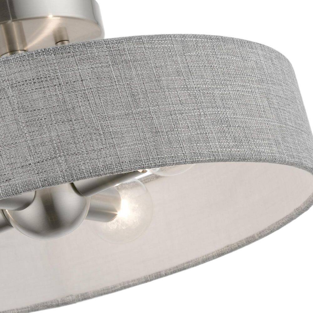 Elmhurst Modern 4-Light Semi-Flush Mount in Brushed Nickel & Shiny White