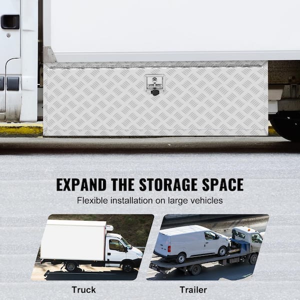 Underbody Truck Box, 48 x 17 x18 in. Pickup Storage Box, Heavy Duty Aluminum Diamond Plate Tool Box with Lock and Keys