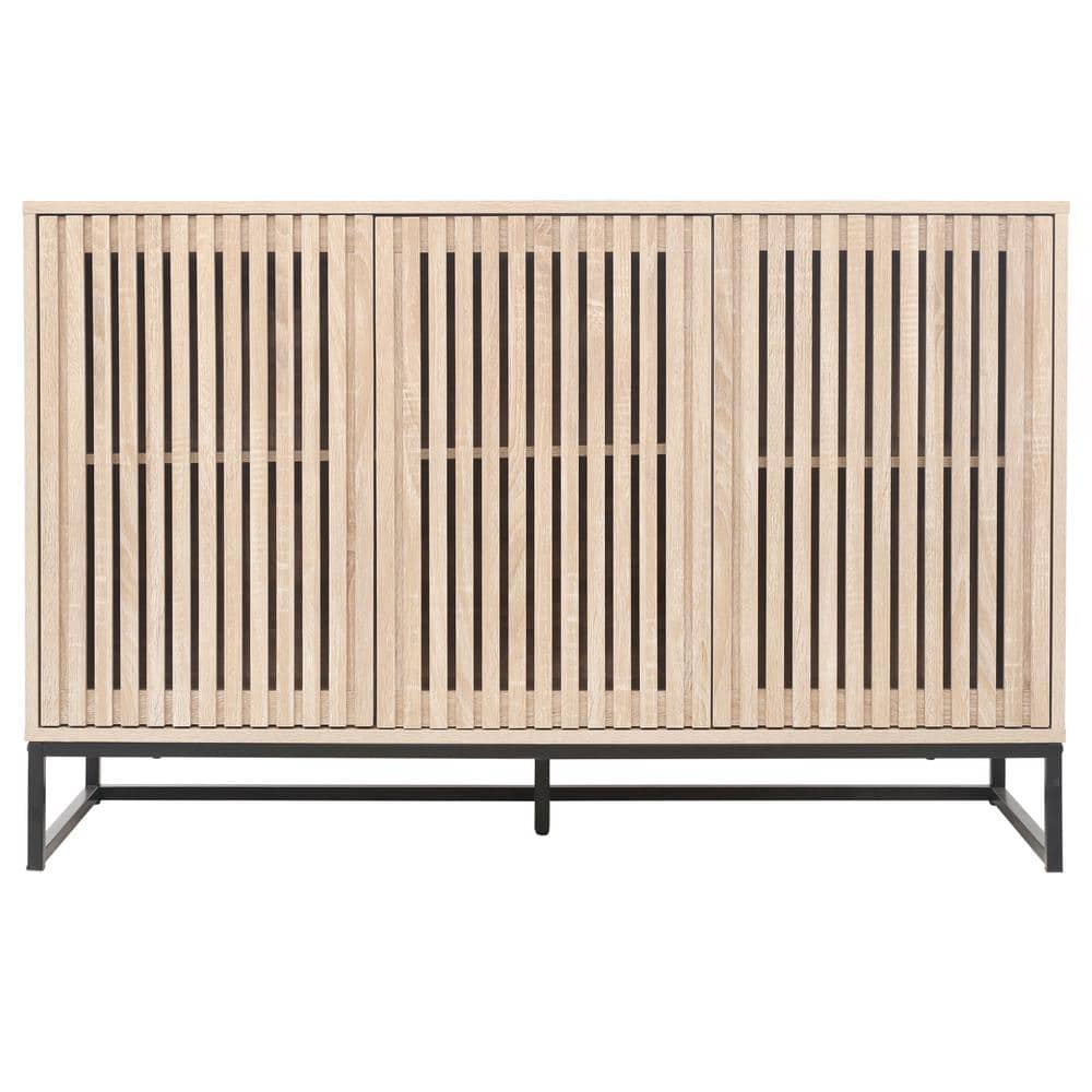 47.24 in. W x 15.75 in. D x 31.10 in. H Natural Brown Linen Cabinet with 3-