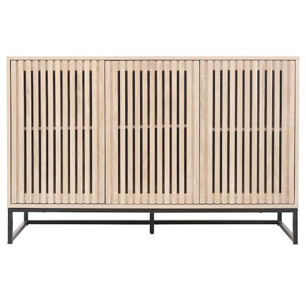 47.24 in. W x 15.75 in. D x 31.10 in. H Natural Brown Linen Cabinet with 3-Doors
