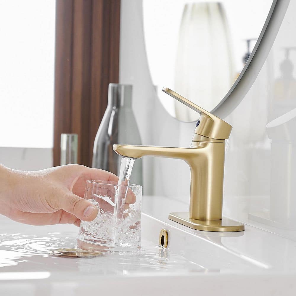 Brushed Gold Stainless Steel Single Handle Bathroom Faucet