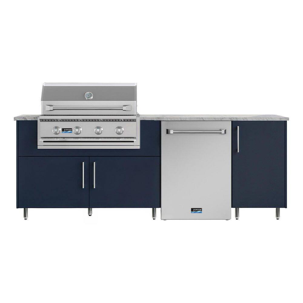 Sundown 90.5 in. W 4-Burner Propane Grill Island in Stainless Steel Miami Sapphire Blue with Refrigerator price history on PriceWatchPro