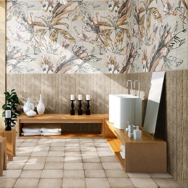 Bamboo Haven Sandy White 5-7/8 in. x 11-7/8 in. Fluted Ceramic Wall Tile (9.8 sq. ft./Case)