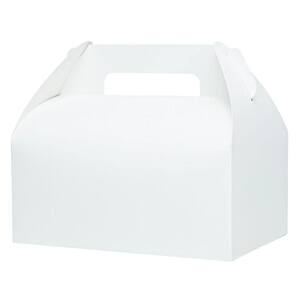 White Cardboard Gable Gift Boxes Disposable Lunch Boxes with Handles for Treats Meals Favors 30 Pack