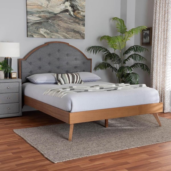 Baxton Studio Blanchard Grey Wood Frame Queen Platform Bed