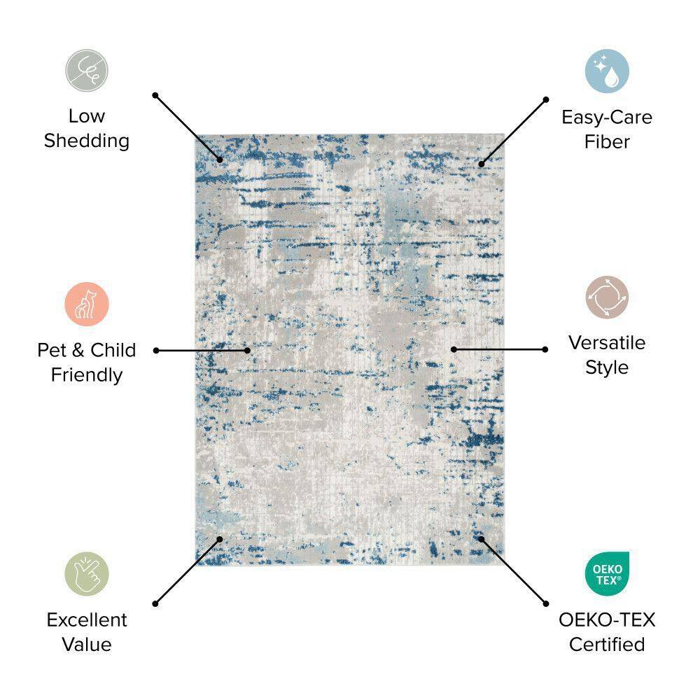 Beige Rectangular Floral Synthetic 8' x 10' Area Rug