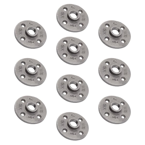 PIPE DECOR 1/2 in. Malleable Industrial Cast Iron 10-Pack Flange in Industrial Steel Grey