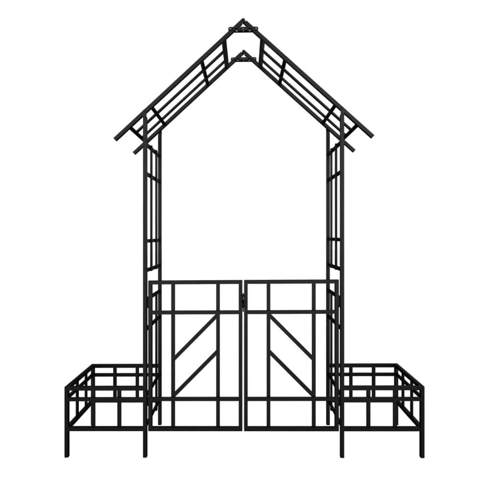 Metal Garden Arch with Gate with planter W80.71 x H97.24 Climbing Plants Arbor price history on PriceWatchPro