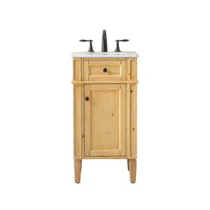 Timeless Home 18 in. W x 19 in. D x 35 in. H Single Bathroom Vanity in Natural Wood with White Marble
