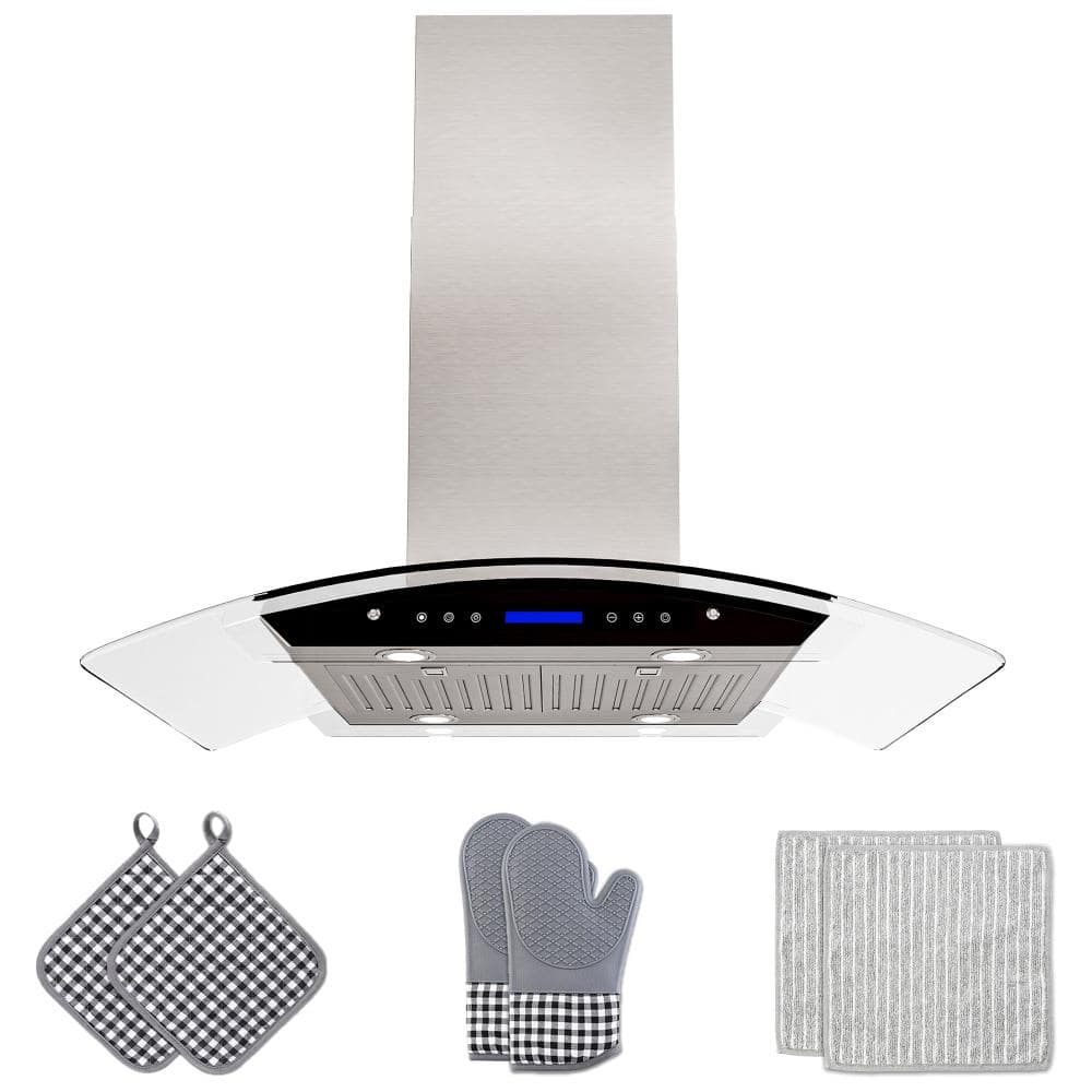 36 in. 300 CFM Ducted Island Range Hood with Remote, Touch Control LCD, Long-Term Warranty in Stainless Steel with Glass price history on PriceWatchPro