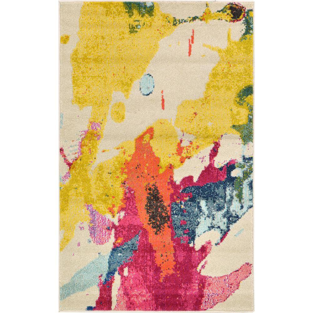 Catalan Beige and Multicolor Abstract Rectangular Area Rug