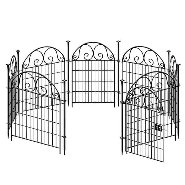 27 in. x 32 in. Heavy Duty Metal Temporary Dog Digging Fencing Barrier with Gate for Outdoor Yard (8-Pack)