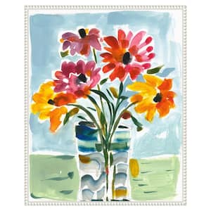 "A Floral Gift" by Vas Athas 1-Piece Floater Frame Giclee Home Canvas Art Print 28 in. x 23 in.