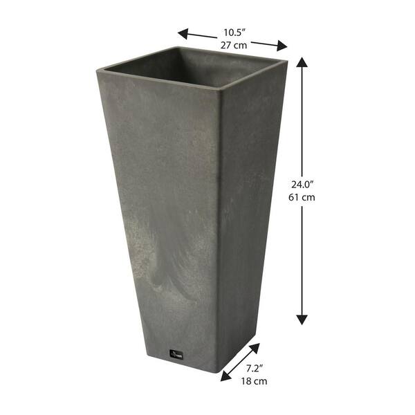 Algreen Valencia Planter, Square Taper Planter with Watering Tray 10-In. by 20-In. Height, Taupe Algreen Valencia Planter, Square Taper Planter with Watering Tray 10-In. by 20-In. Height, Taupe