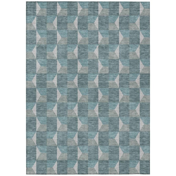 Chantille Machine Washable Indoor/Outdoor Abstract ACN2680 Teal 10 ft. x 14 ft. Area Rug