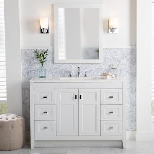 Bladen 48 in. W x 19 in. D x 35 in. H Single Sink Freestanding Bath Vanity in White with White Cultured Marble Top