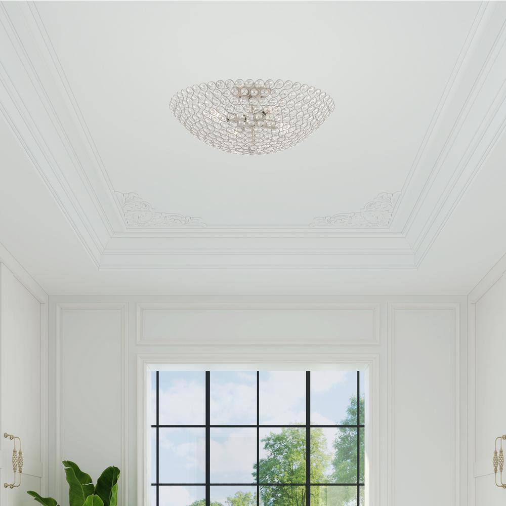 Cassandra Brushed Nickel 4-Light Crystal Bowl Ceiling Fixture