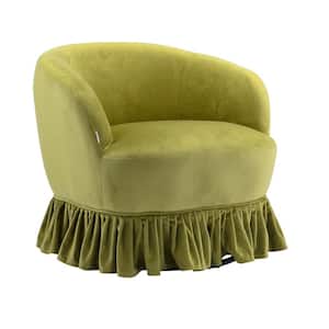 Modern Comfy Upholstered Olive Green Velvet Swivel Accent Chair with Skirt