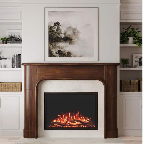 Willow Bend 80 in. x 54 in. Overall Dims Surround Fireplace Mantel 54 in. x 41 in. Interior Opening in Matte Clear Stain