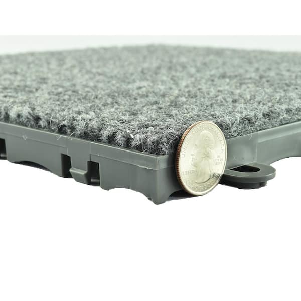 ClickBase - Hobnail - Gray Residential 12.125 x 12.125 in. Interlocking Carpet Tile Square (20.4 sq. ft.)