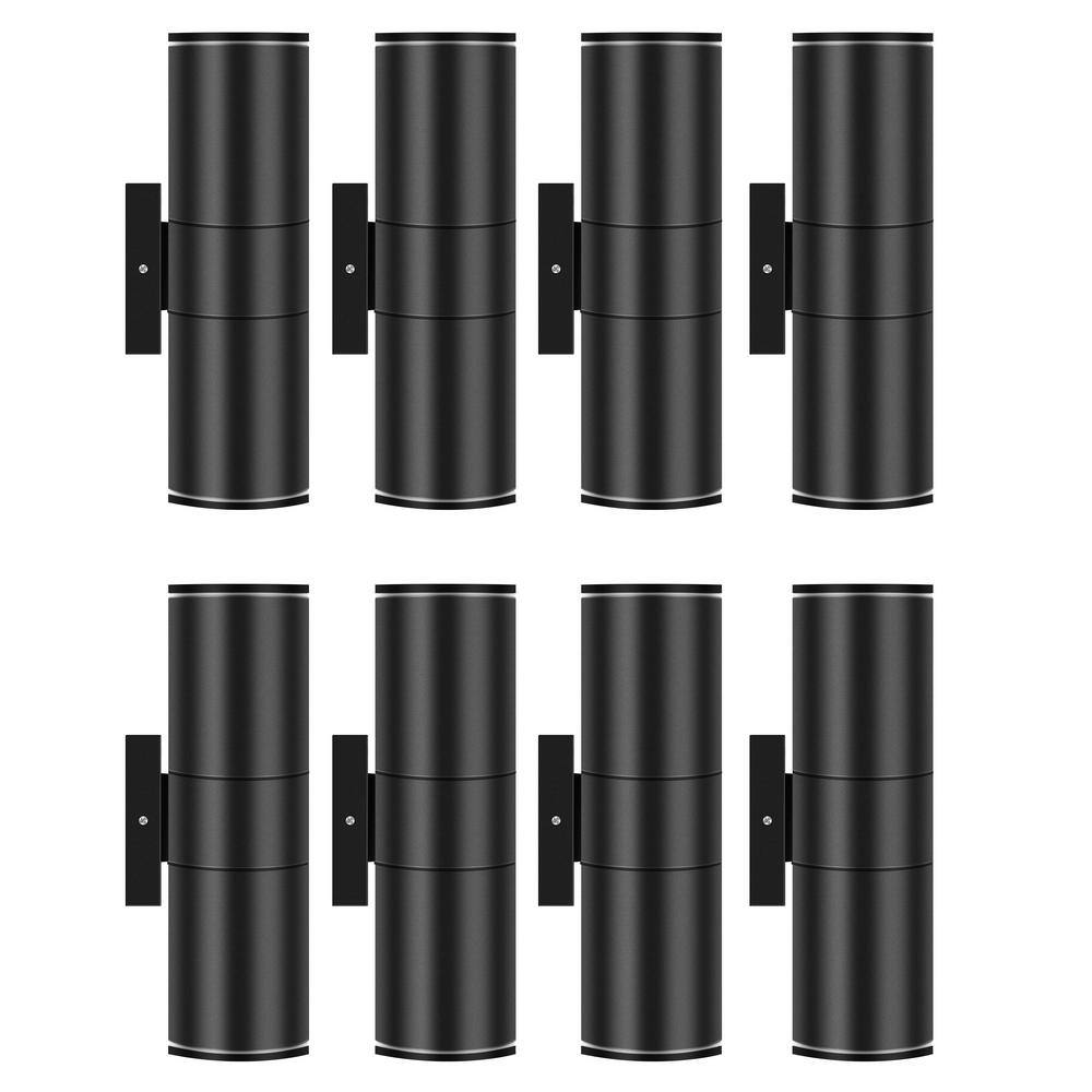 11.5 in. Black Aluminum Modern Indoor and Outdoor Cylinder LED Wall Lantern Scone (Set of 8) price history on PriceWatchPro