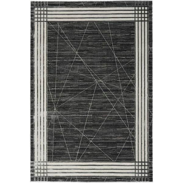 Nourison Desire Charcoal Silver 6 ft. x 9 ft. Abstract Contemporary Area Rug