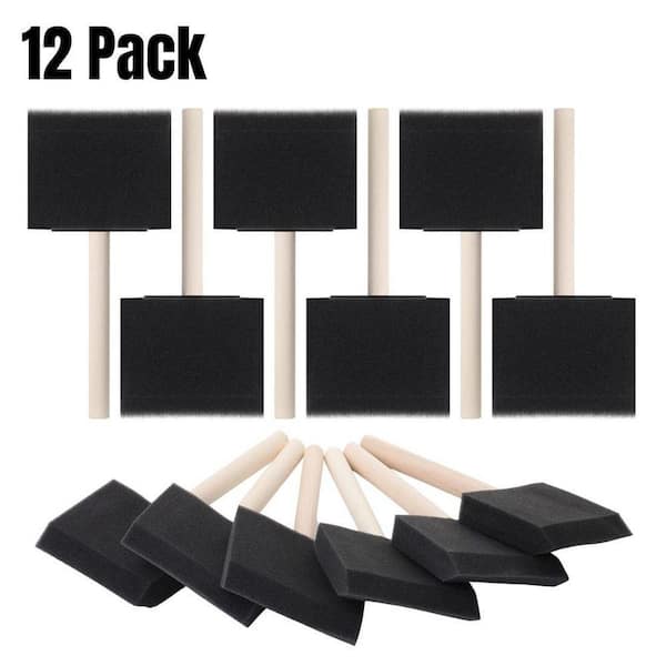 3 in. Flat Paint Brush Set Foam Paint Brushes (12-Pack)