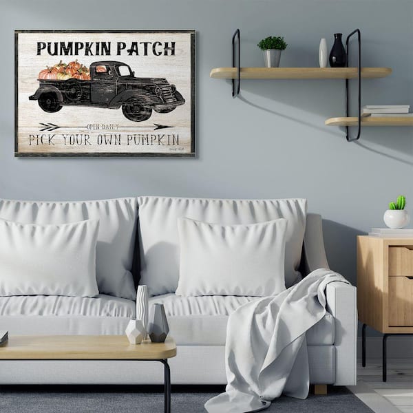 The Stupell Home Decor Collection Pumpkin Patch Farm Sign Fall Harvest Picking By Cindy Jacobs Unframed Print Nature Wall Art 36 In X 48 Ab 132 Cn 36x48 - Ab Home Decor