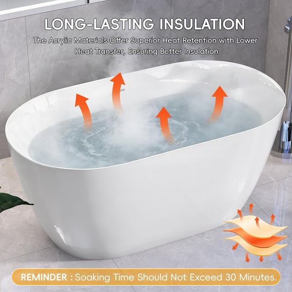 Getpro Bliss 47 in. x 27.5 in. Acrylic Freestanding Soaking