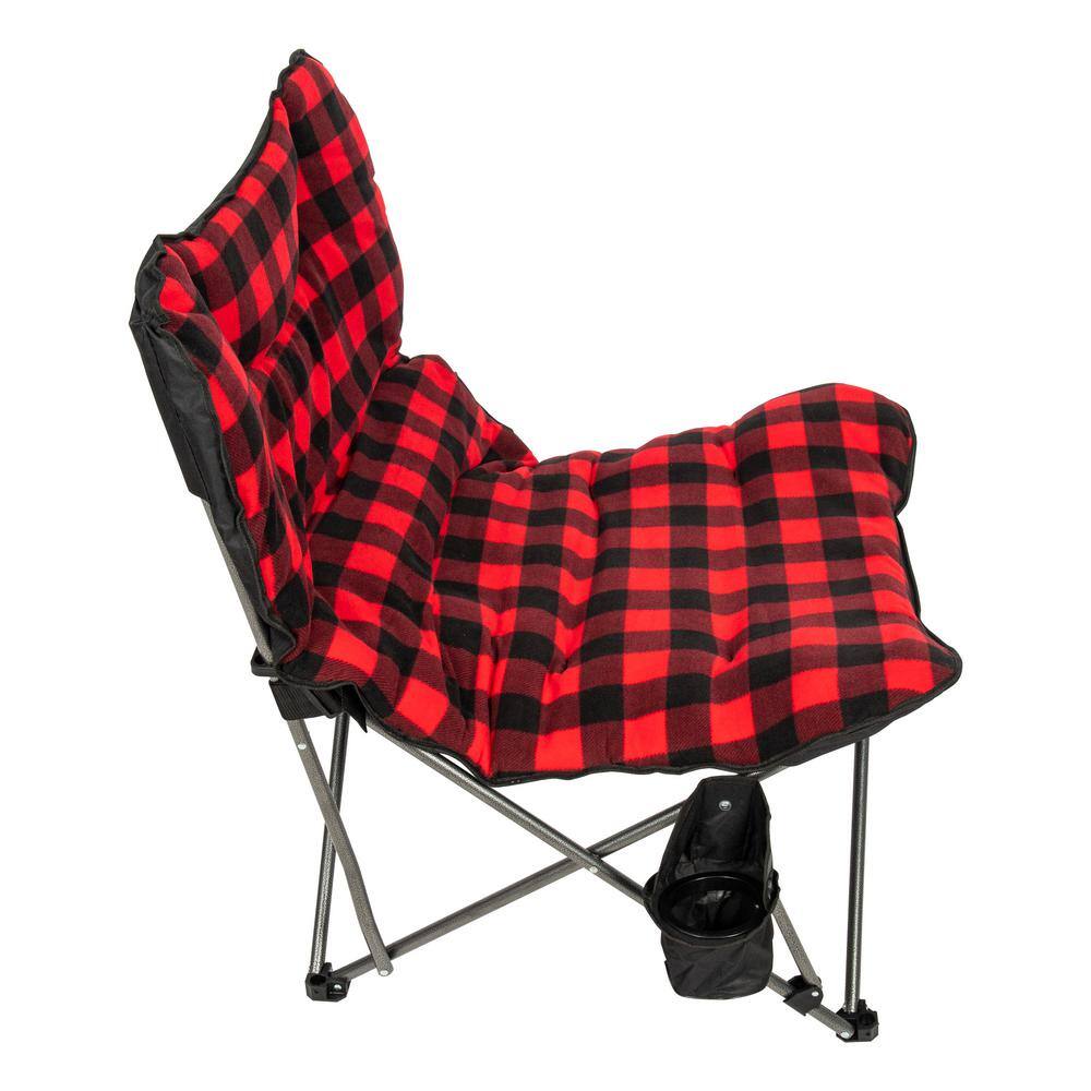 XXL Ultra Padded Red and Black Plaid Camp Chair