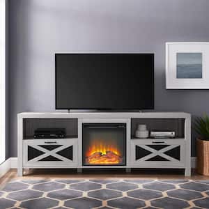 Abilene 70 in. Stone Grey TV Stand with Electric Fireplace (Max tv size 80 in.)